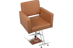 mefeir Camel Barber Chair Hair Salon Chair with Heavy Duty Hydraulic Pump, Square Base, Stainless Steel Footrest,Styling Chair for Beauty Spa Hairdressing Braiding