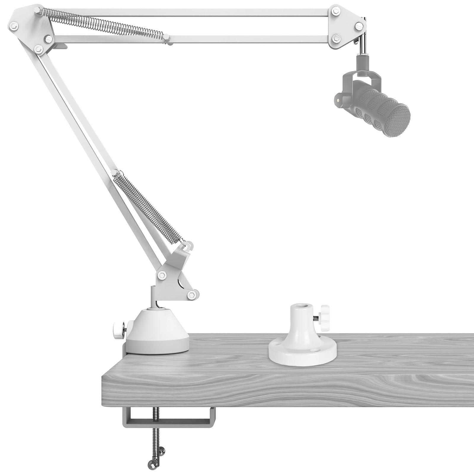 Geekria for Creators Microphone Arm Compatible with Rode PodMic, NT-USB, NT1-A, NT1 Mic Arm with Tabletop Flange Mount, Suspension Stand, Mic Scissor Arm, Desk Mount Holder (White)