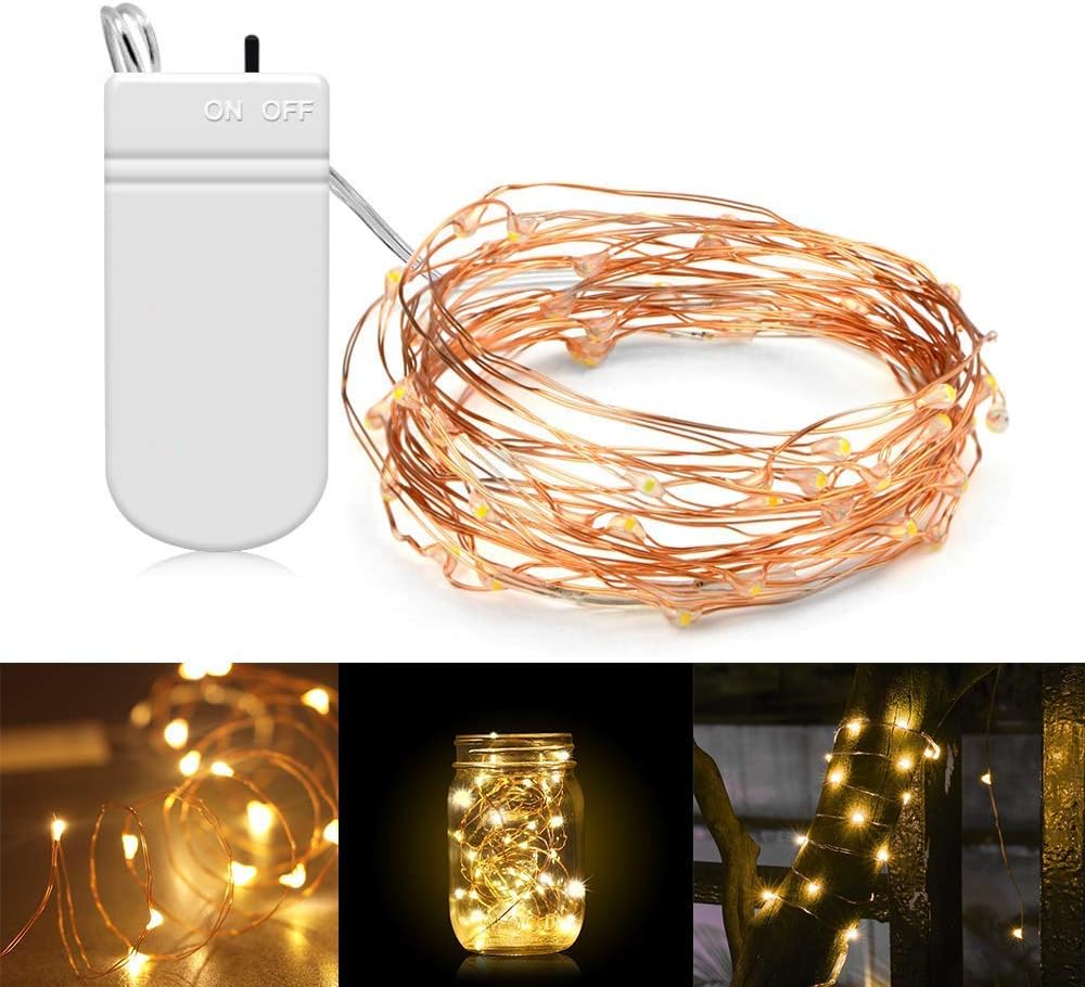 XERGY 20 LED 2 Meter Starry String Lights Battery Powered Included (Warm White) -Pack of 1, Christmas NYE Decoration Lights Festival ladi Rice Light