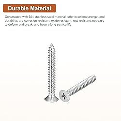 DTGN 50Pcs #10x1-1/2" Flat Head Wood Screws, 304