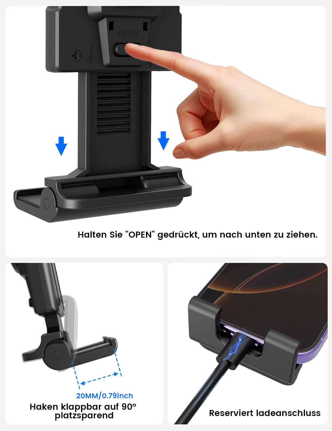 OHLPRO Tablet Halterung Auto, Saugnapf, Armaturenbrett & Scheibe, 5–13" 9