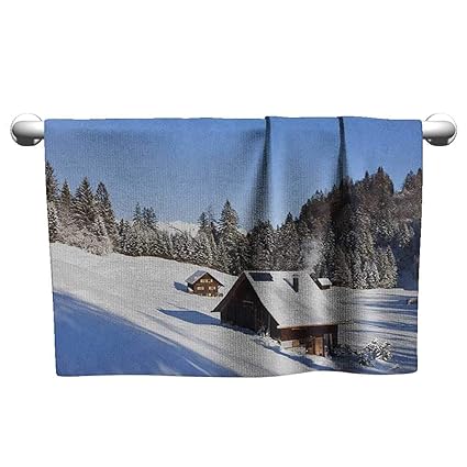 Amazon Com Gym Hand Towels Winter Log Cabins In The Mountains