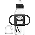 Dr. Brown's Milestones Narrow Sippy Spout Bottle with 100% Silicone Handles, Easy-Grip Handles with Soft Sippy Spout, 8oz/250mL, Black, 1-Pack, 6m+