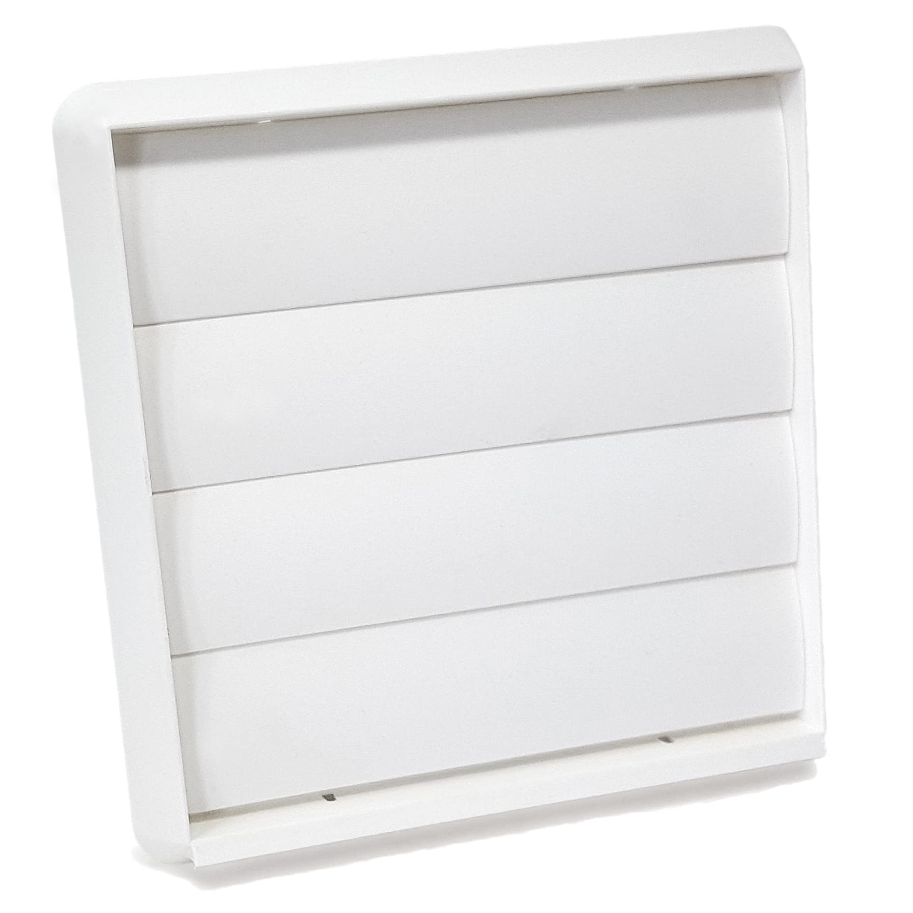 Kair White 150mm Louvred Wall Vent Grille - 150mm / 6 Inch Round Rear Spigot & 183mm Front Cover - Backdraught Prevention Shutter Flaps