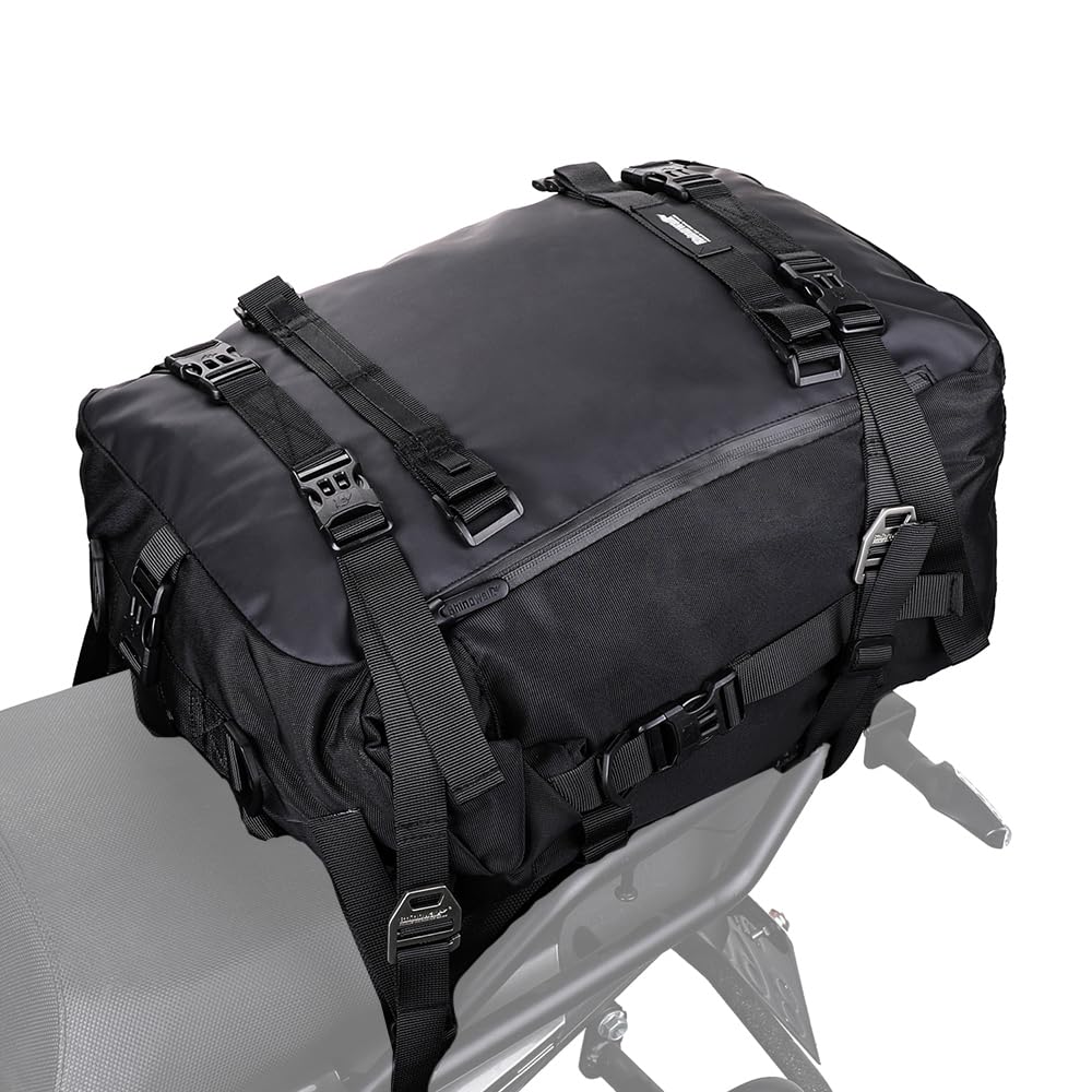 Photo 1 of Rhinowalk Motorcycle Tail Bag 30L Waterproof Motor Pannier Travel Luggage Motorbike Rear Rack Trunk Storage Professional Accessories-Black