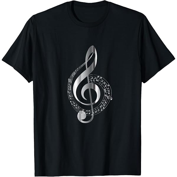 Amazon.com: Music Graphic Art Design Shirt, Silver Treble Clef T
