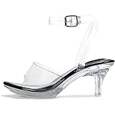 NBUUNBU Clear Strappy Heels For Women Transparent Ankle Strap Platform High Heeled Sandals Sexy Stiletto Comfortable Crystal Dress Shoes Adjustable Buckle Open Toe Pump Mules