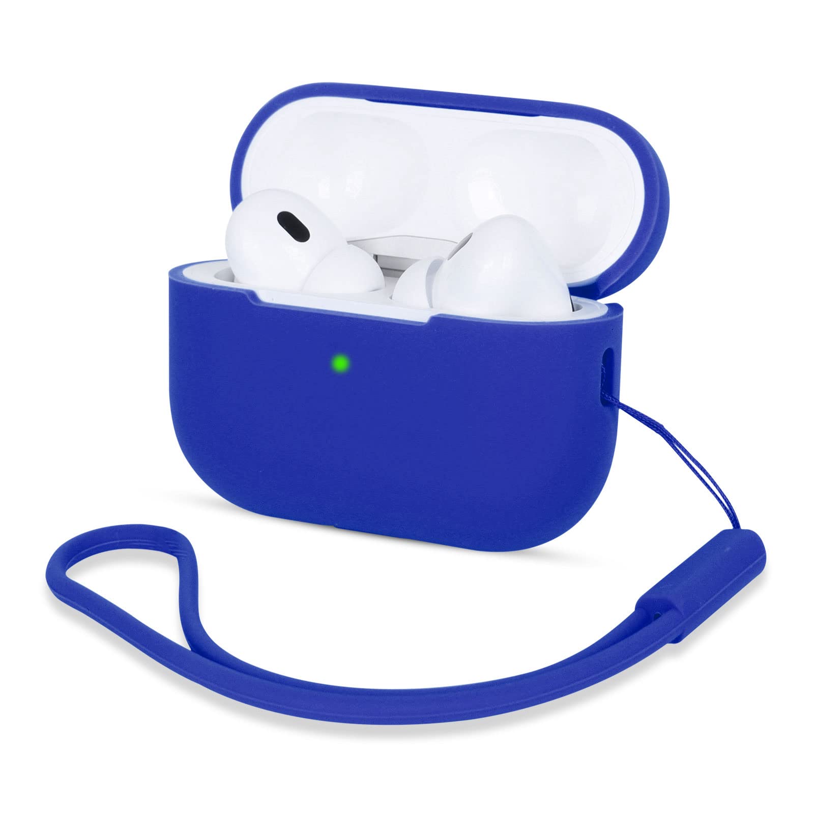 AOTUAO Compatible with AirPods Pro 2 Case Cover, Shock-Resistant Protective Silicone Case Cover for AirPods Pro 2nd Generation 2022 with Silicone Lanyard, Front LED Visible, Blue