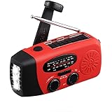 MECO Emergency Radio Solar Hand Crank Dynamo Weather Radio AM/FM/WB NOAA Radio with LED Flashlight, Phone Charger and 300mAh Power Bank for Camping Hiking Outdoor Survival, with Cable & USB Jacks