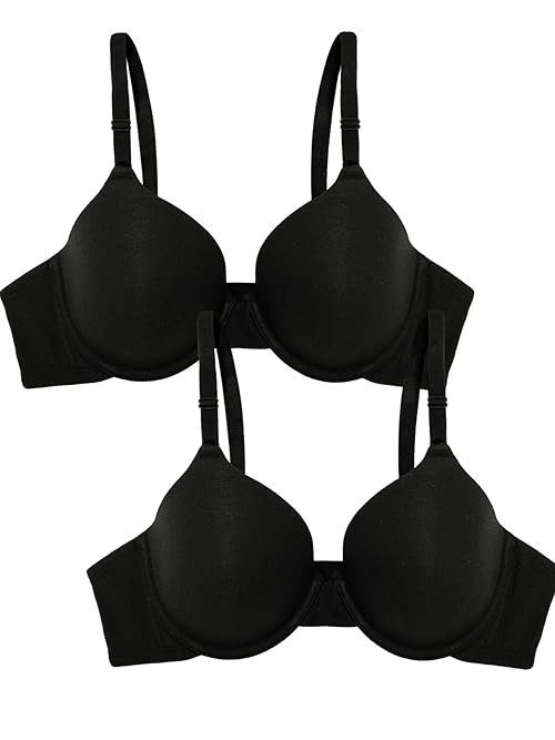 Fruit of the Loom Women's T-Shirt Bra 2 Pack Black Hue/Black Hue 42C