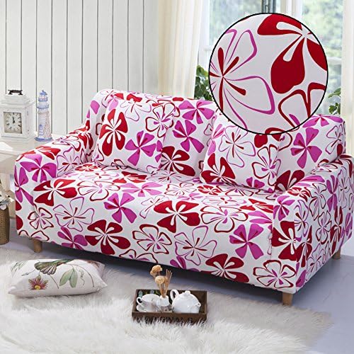 Elastic Anti Wrinkle Couch Covers , Sofa Slipcover For 4 Seater Sofa Soft Lightweight Slip Resistant Sofa Furniture Protector Cover Fit Many Popular Sofas (Flowers ,Gules)By Miller00