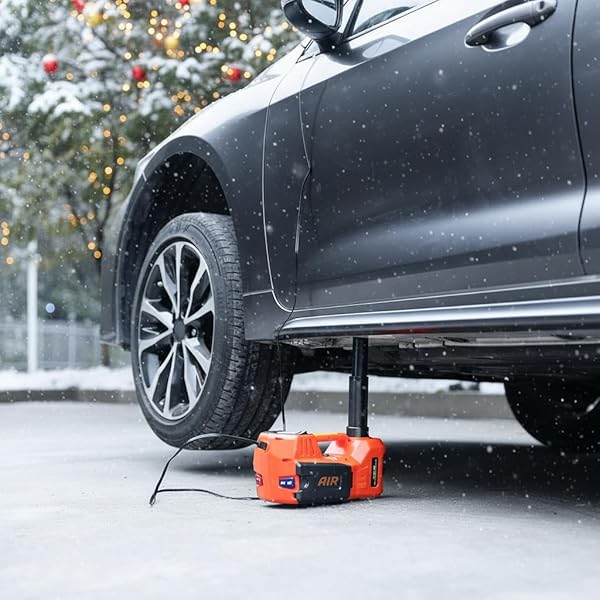 TRIHELPER ELECTRIC CAR JACK 5 TON 12V FLOOR JACK HYDRAULIC JACK STAND CAR LIFT JACK WITH INTEGRATED TIRE PUMP FOR SUV TRUCK SEDAN VEHICLE ROADSIDE EMERGENCY TIRE CHANGE