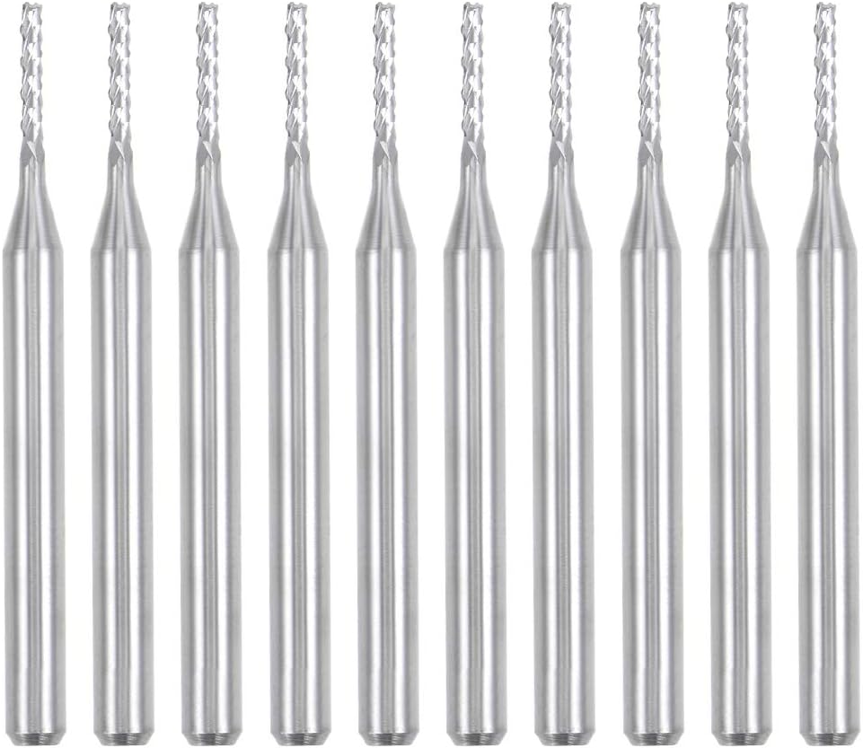 sourcing map 10Pcs 1.2mm Carbide End Mill Engraving Milling Cutter CNC Router Bits for PCB Machine 1/8" Shank