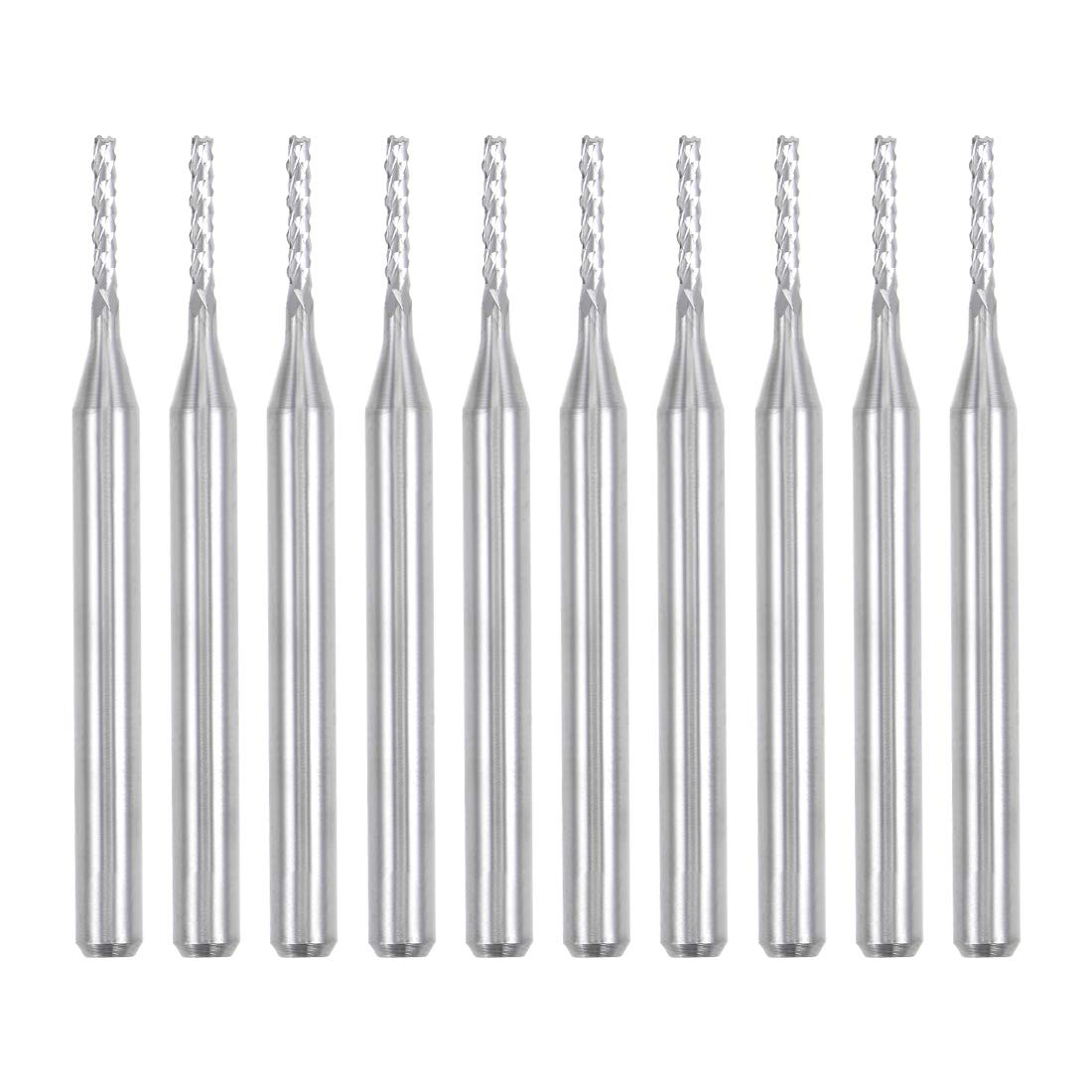 sourcing map 10Pcs 1.2mm Carbide End Mill Engraving Milling Cutter CNC Router Bits for PCB Machine, 1/8" Shank