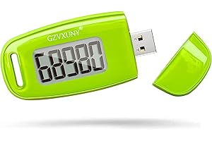 GZVXUNY 3D Pedometer Clip On, Simple Walking Step Counter with Backlight, USB Rechargeable Accurate Step Counter, Daily Target Monitor, Exercise Time (Green)
