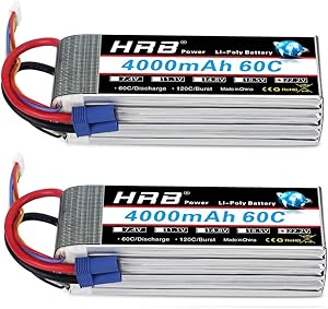HRB 2pcs 6S 22.2V 4000mAh 60C Lipo Battery with EC5 Plug for RC Quadcopter Helicopter Car Truck Boat Hobby