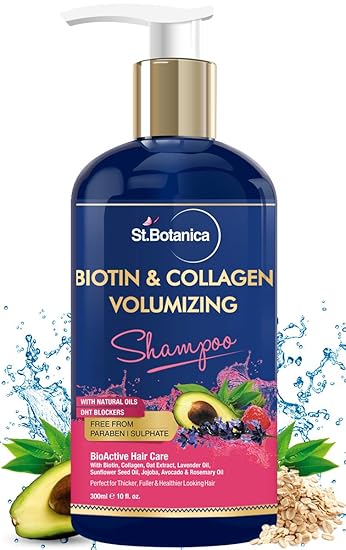 StBotanica Biotin & Collagen Volumizing Hair Shampoo - 300ml - No Sulphate, No Parabens, No Silicon