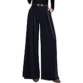 PRETTYGARDEN Womens Spring Wide Leg Trousers 2026 High Elastic Waist Loose Pleated Long Flowy Palazzo Work Pants with Pockets
