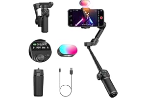 AOCHUAN Smart X2 Smartphone Gimbal Stabilizer with 360°Rotation,OLED Display,Built-in 20cm Extension Rod Selfie Stick,Adjusta