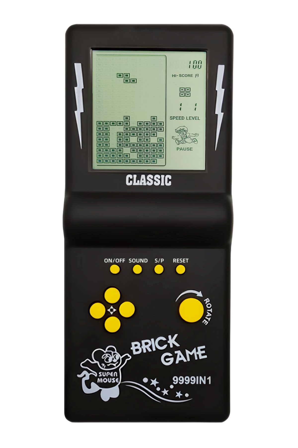 TAQY Retro Classic Block Game Console Multiple games Adjustable level/speed Handheld Porable console Brick game/racing/tank battle Puzzle game Electronic toys Children/friends (Black)