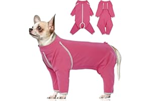 MORVIGIVE Dog Surgery Suit Female Spay - Rose, Small - Zipper On Dog Onesie for Surgery for Female and Male Dogs, Dog Post Surgery Suit Anti-Licking Wounds Surgical Shirt Yorkshire, Bichon