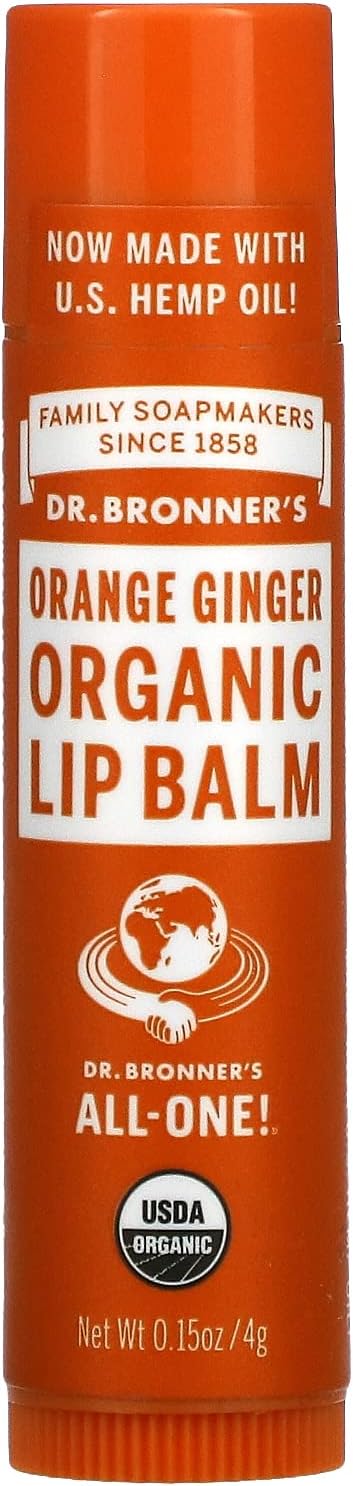 Dr Bronner's Organic Orange Ginger Lip Balm 4g Single Pack Moisturizing