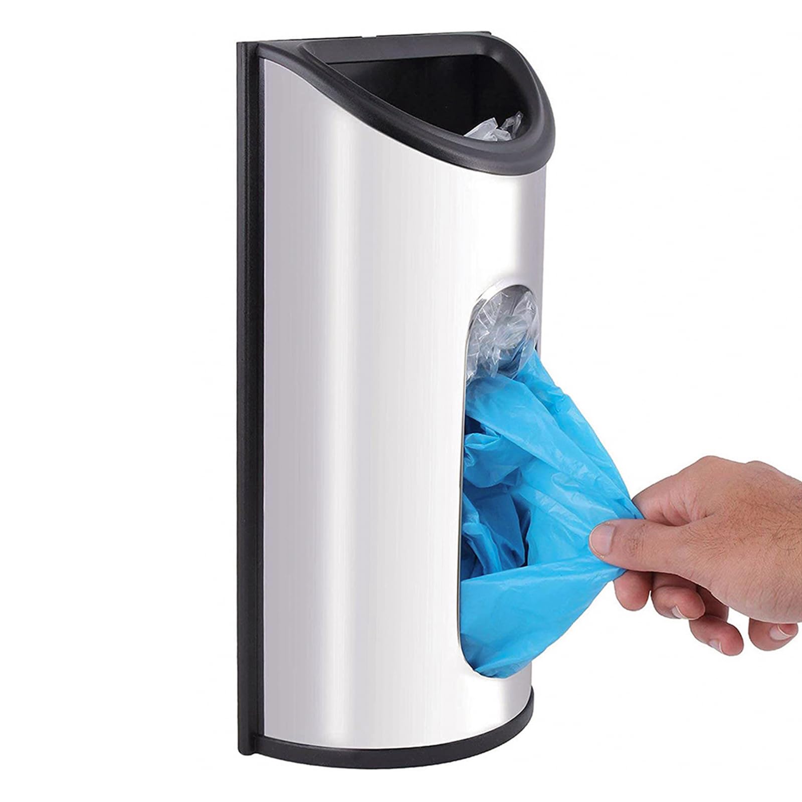 Photo 1 of Magnetic Wall Mounted Trash Bag Holder, Grocery Bag Holder Stainless Steel Kitchen Trash Bag Organizer Anti-Fingerprints Magnet and Scraw for Kitchen Garage Barn Storage Room