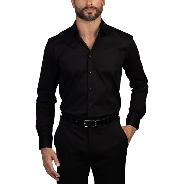 Amazon.com: Geoffrey Beene Mens Slim Fit Sateen Stretch Button Down Dress  Shirt Formal Wrinkle Resistant Black Solid : Clothing, Shoes & Jewelry