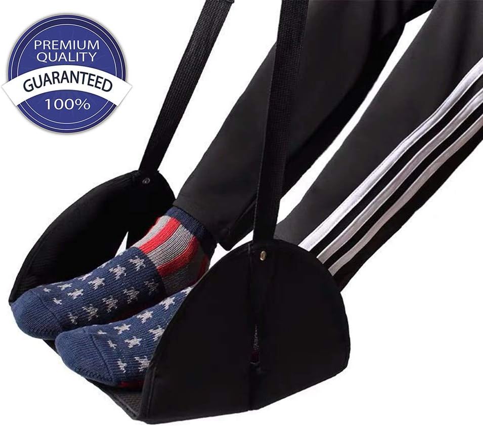 Airplane Footrest - Airplane Travel Accessories - Portable Foot Hammock for Flight Bus Train Office, Padded Feet Rest with Comfort Memory Foam, Adjustable Strap Comfy Foot Hanger for Plane(Ungraded)