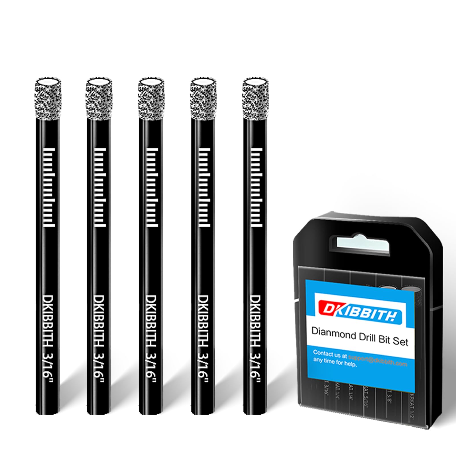5-Pack 3/16" Dry Diamond Drill Bits Set, 5mm Tile