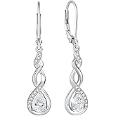 YL Twisted Dangle Drop Earrings 925 Sterling Silver Infinity Leverback Earrings Birthstone Jewelry for Women