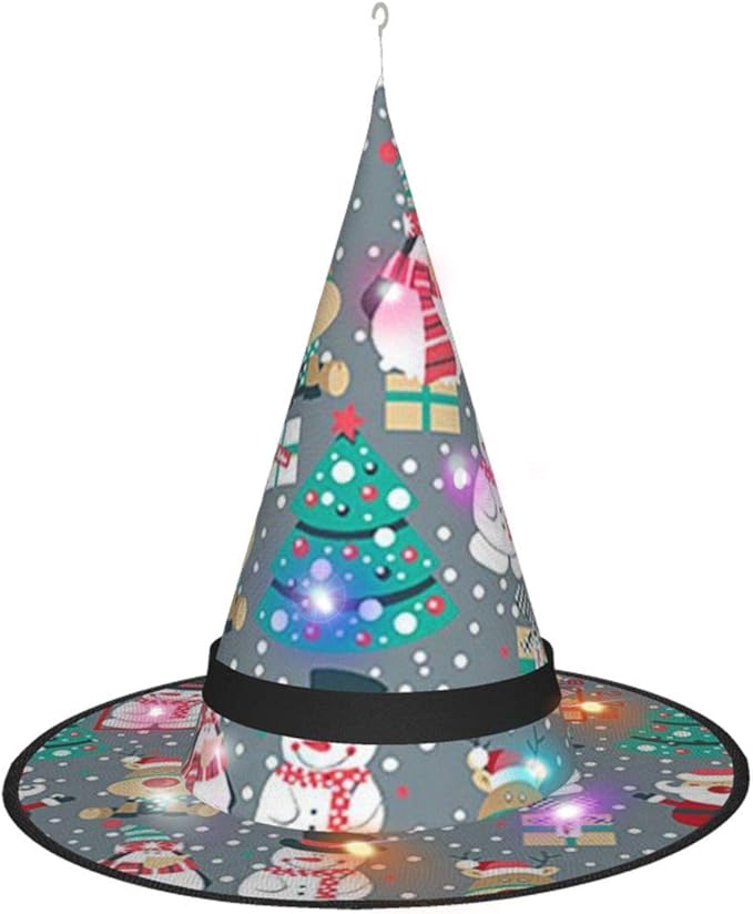 Amazon.com: Santa Reindeer Snowman Christmas Witch Hat with Lights for Costume Decorations: Clothing
