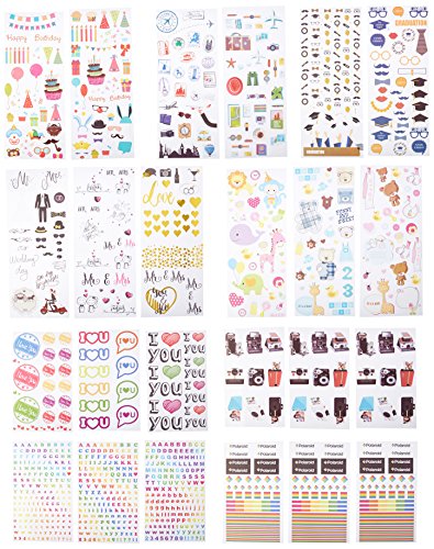Polaroid Colorful & Decorative Sticker Sets for Instant Photo Paper Projects (Mint, Snap, Zip, Pop, Z2300) - 9 Unique Sets (Wedding, Travel, Party, ABCW, ABC, Love, Graduation, Baby, Camera, Logo)