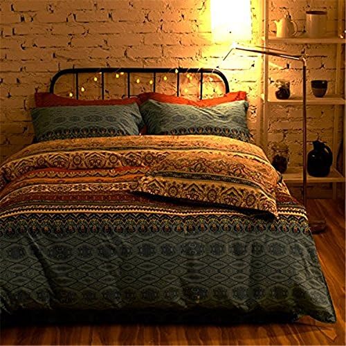 Fazaya Cotton Bohemian Style Bedding Set, Boho Style Bedding Set, Boho Duvet Cover Set, Nordic-style Bedding Sets,Queen Size 4pc (Queen, 1)