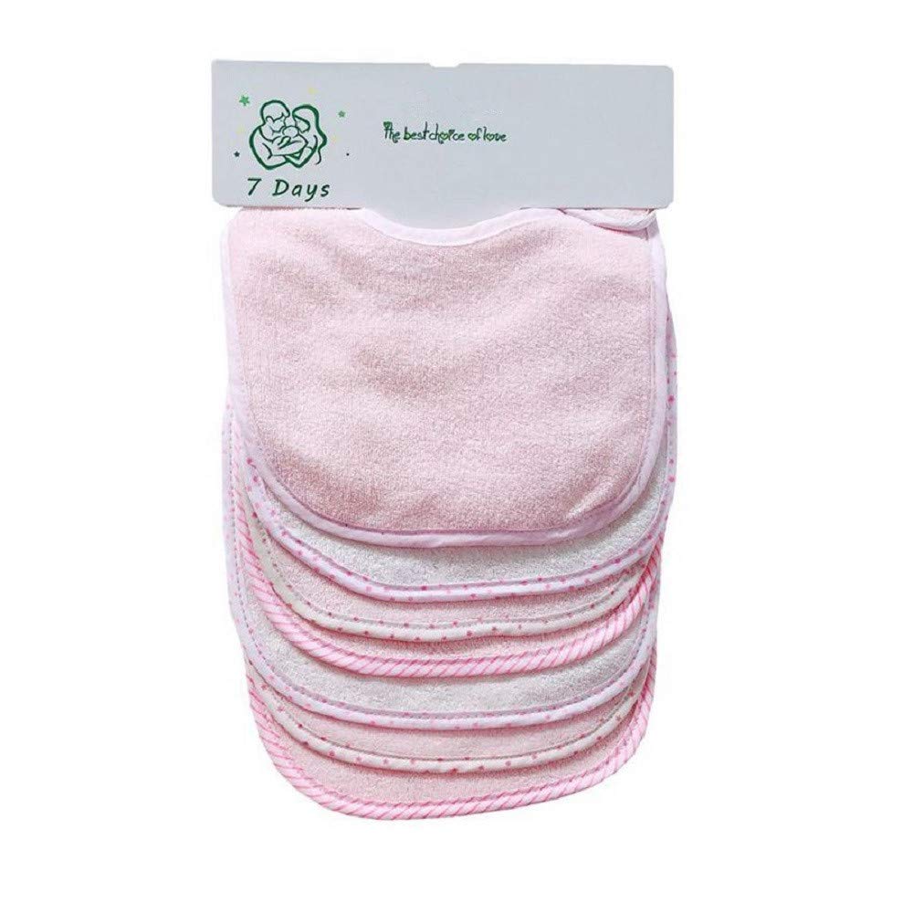 Baby's Soft Double Layers 80% Cotton Absorbent Bandana 7 Bibs Set (pink)