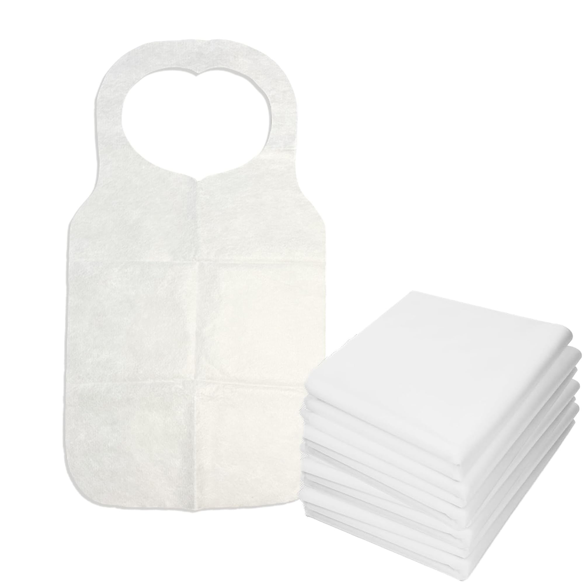 SEABABOO Adult Bib for Adults, Adult Bib, Washable for Fun, Waterproof Paper Bibs for Elderly, Bib for Children's Painting, white 25pcs, M