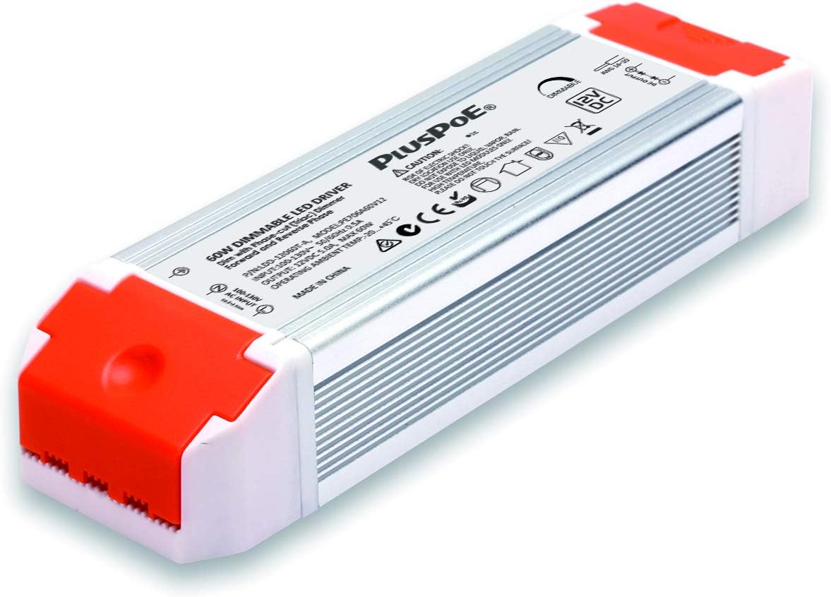 60W Dimmable LED Driver, PLUSPOE 110V AC to 12V DC Dimming LED Drivers Transformer