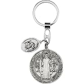 St Benedict Medals With St Christopher Keychain,Saint Benedict With St Christopher Medal For Car,Catholic Religious Keychain,Medalla De San Benito Adornos Llaveros Para Carros De Mujer Hombre