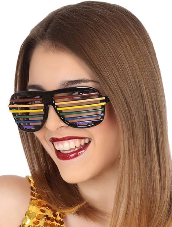 Adults Mens Ladies Rainbow Slatted Novelty Glasses Fun Festivals Neon