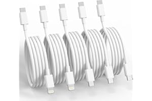 5Pack [Apple MFi Certified] iPhone15 14 13 12 Fast Charger Cable, iGENJUN 3x6FT USB C to USB C Cable and 2x6FT USB-C to Lightning Cord Power Delivery Fast Charging for iPhone15 14 13 12 Pro XR XS Plus