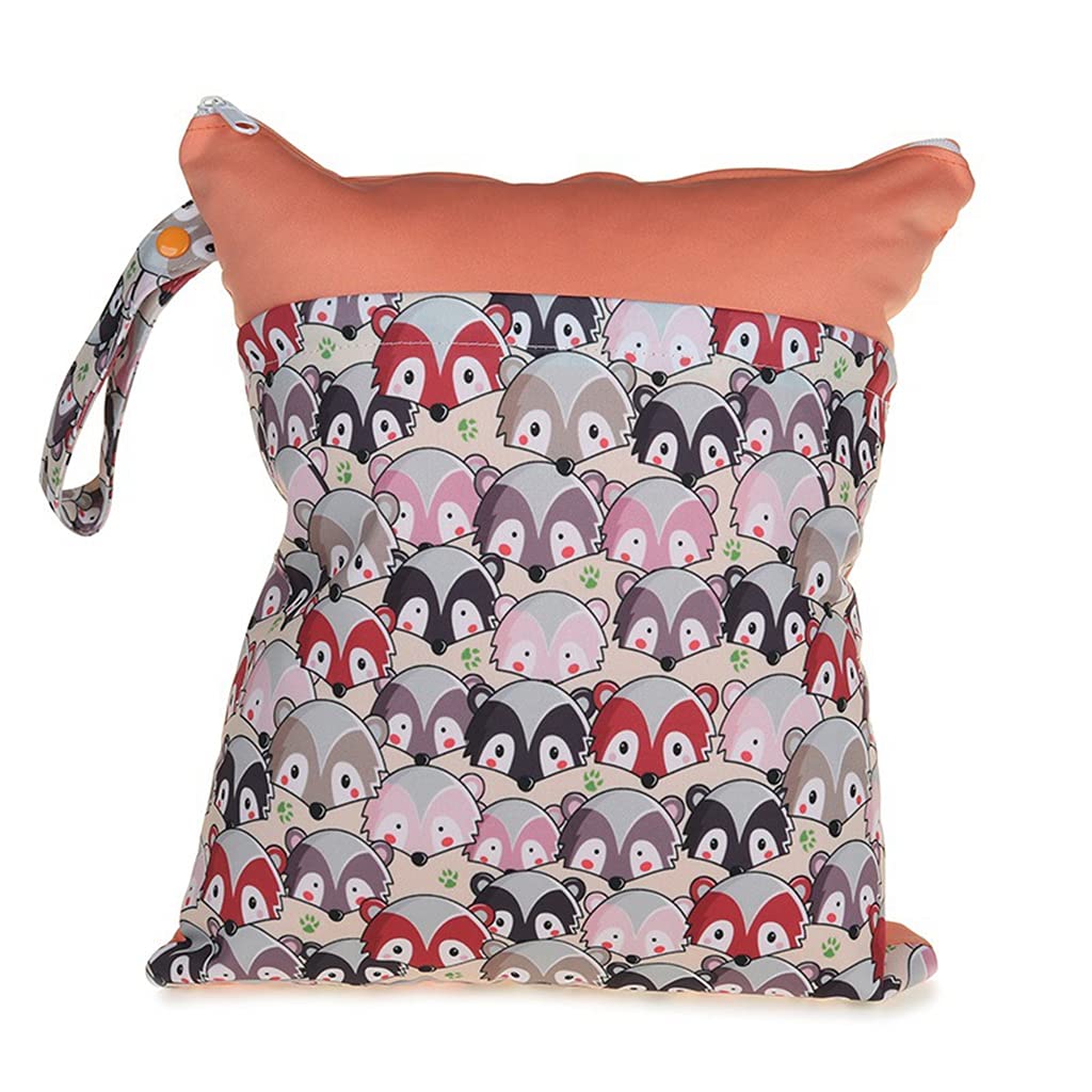 Egurs Wet bags for cloth nappies, colour stitching, nappy bag, changing bag, baby wet bag, organiser bag, reusable washable gym bag with 2 zips