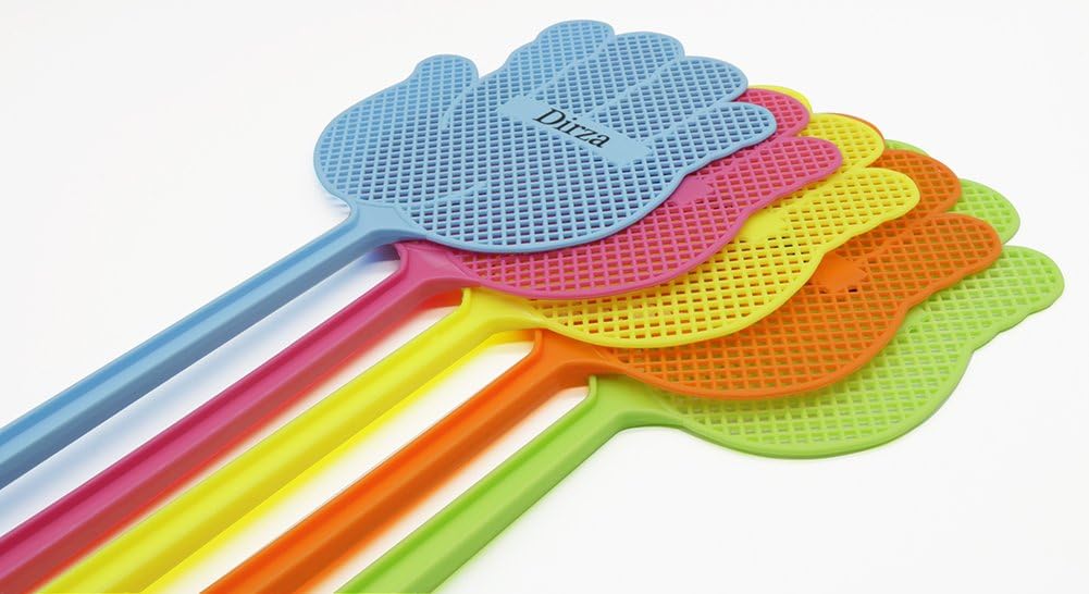 Dirza Fly Swatter - Long Handle - More Thicker Weight up to 1.09 OZs/One -Durable - Colorful Pack of 5: Garden & Outdoor