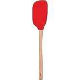 Tovolo Flex-Core Wood Handled Spatula, Easy Clean, Removable Head, Heat Resistant, Candy Apple Red