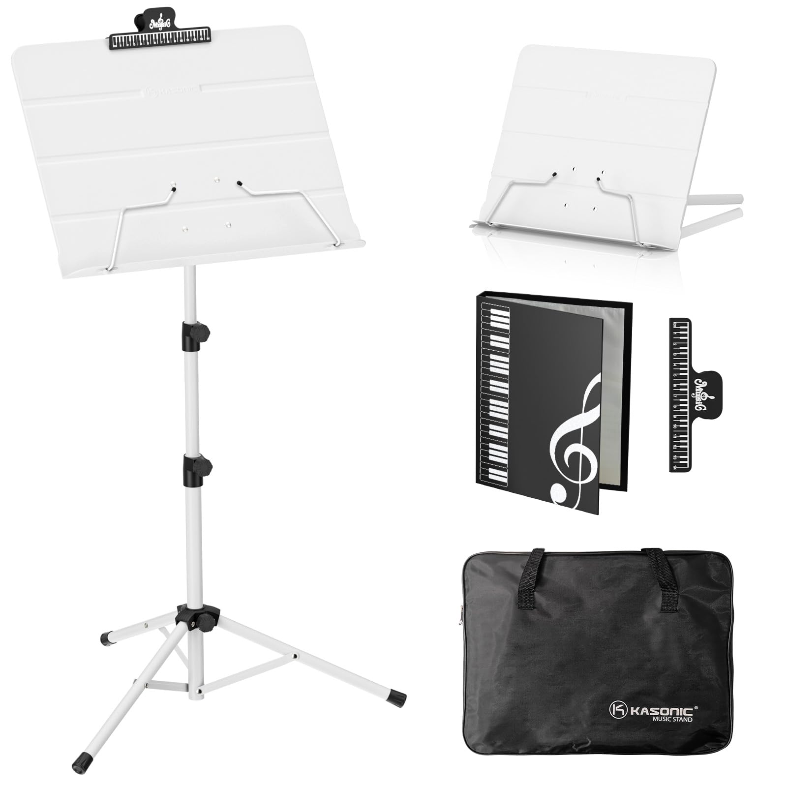 K KASONIC Dual-Use Folding Sheet Music Stand Desktop Book Stand with  Portable Carrying Bag, Sheet Music Fo