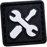 Mini Mechanical Tool PVC Patch – Glow in the Dark Wrench & Screwdriver Icon Hook Backed