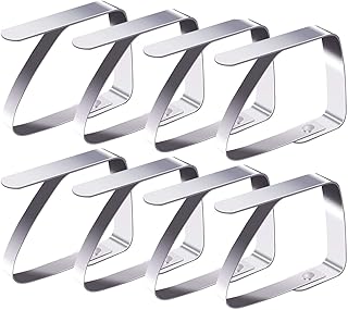 Blooven 8 Stück Tischtuchklammern Edelstahl, Tischdeckenklammer Tischabdeckungsklemmen Tischdecke Clips Tischtuch Clips - Silber