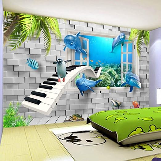 Flyyl Wandbild Hd Moderne Kreative Unterwasserwelt Kinderzimmer 3d Wandbild Tapete Kinder Schlafzimmer Hintergrund Wandmalerei Papier Dekoration Amazon De Baumarkt