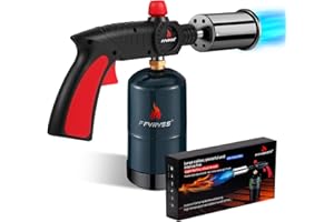 FFVRVSS Powerful Grill & Cooking Propane Torch, flame thrower gun, Kitchen Cooking Torch, Sous Vide, Campfire Starter, Adjustable Wood Torch Burner for Searing Steak, BBQ, Welding（Propane Tank Not Included）