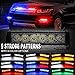 FOXCID 2 X 6 LED 9 Modes Traffic Advisor Emergency Warning Vehicle Strobe Lights for Interior Roof/Dash/Windshield/Grille/Deck Universal Waterproof (White/Amber)