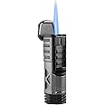 XIKAR Tactical Single-Jet Lighter, Gunmetal and Black - Powerful Flame, Rugged Design with Rest Feature, Pocket Clip, EZ-View Fuel Window, and Adjustable Flame Height - Ideal for Outdoor Use